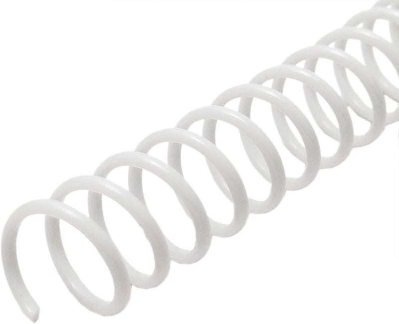 RAYSON 9.5mm Plastic Spiral Coil Binding 3:1 Pitch, 3/8inch, 60 Sheets Capacity White Coil Binding Spines - Versatile for Office and Educational Tasks, Pack of 100 - Image 1